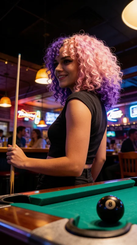 AI Carousel Generator 8-Ball Strike Pool style sample: high-contrast billiards