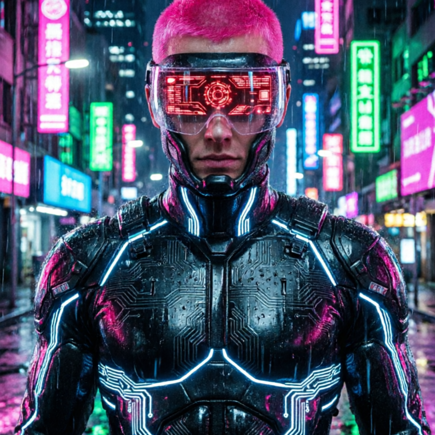 AI Character Drawing Generator style sample: Cyberpunk character