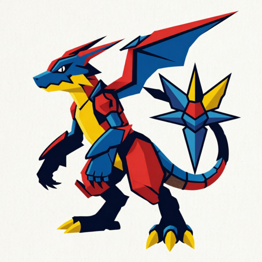 AI Digimon Generator example: Champion Digimon in battle