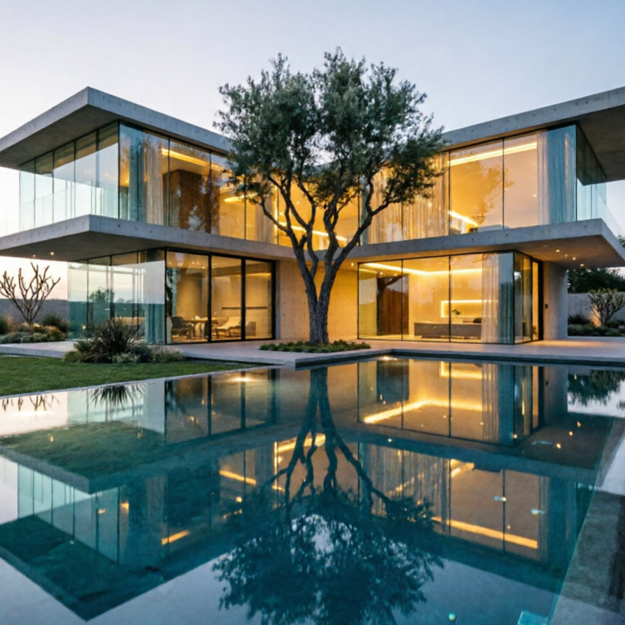 AI Mansion Generator style sample: infinity pool villa