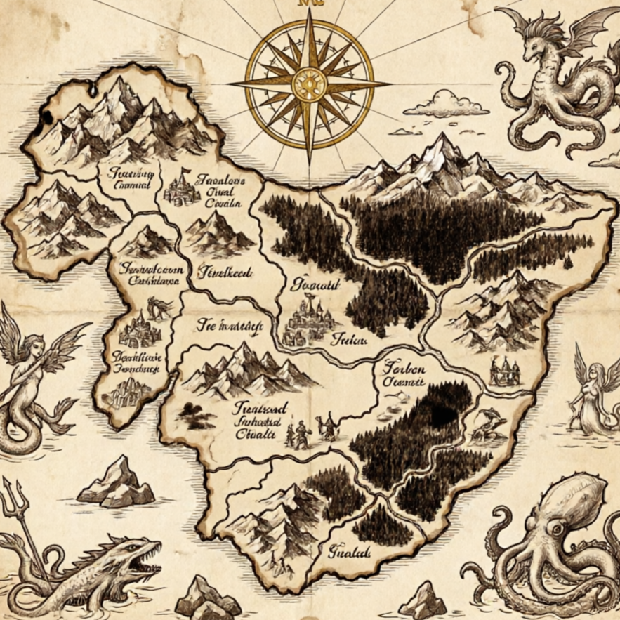 AI RPG Map Generator example: Desert Oasis