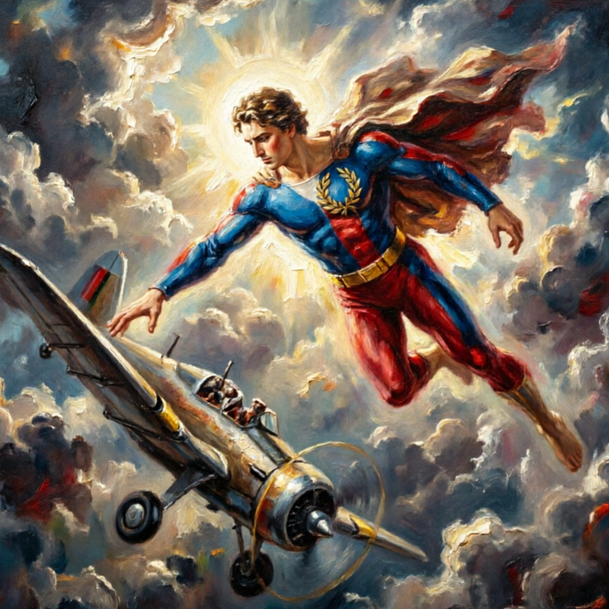 AI Superman Generator example of cosmic journey