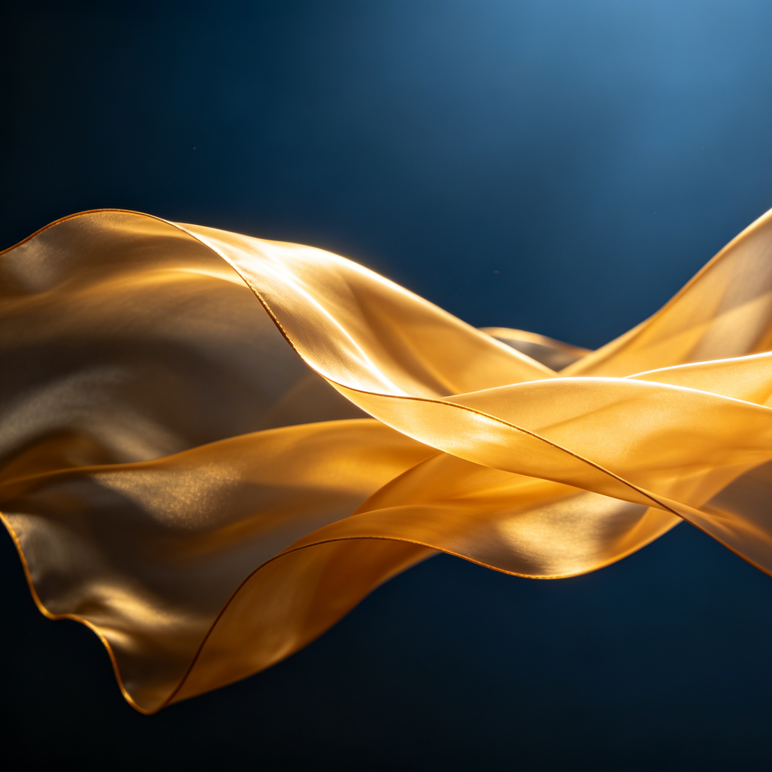 AI Visual Art Generator example: a piece of golden silk floating