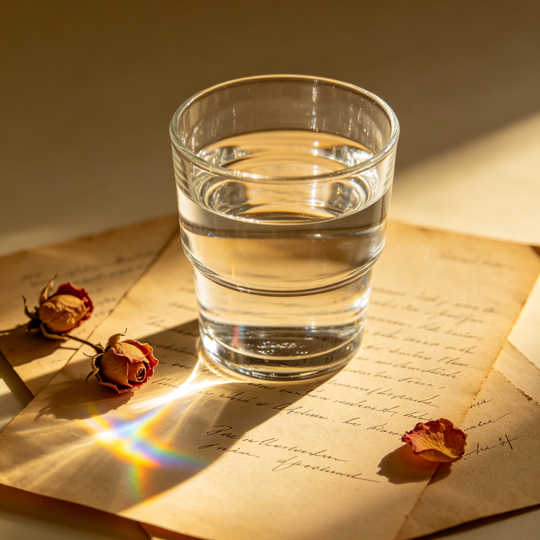 AI Visual Art Generator example: a glass of water casting a