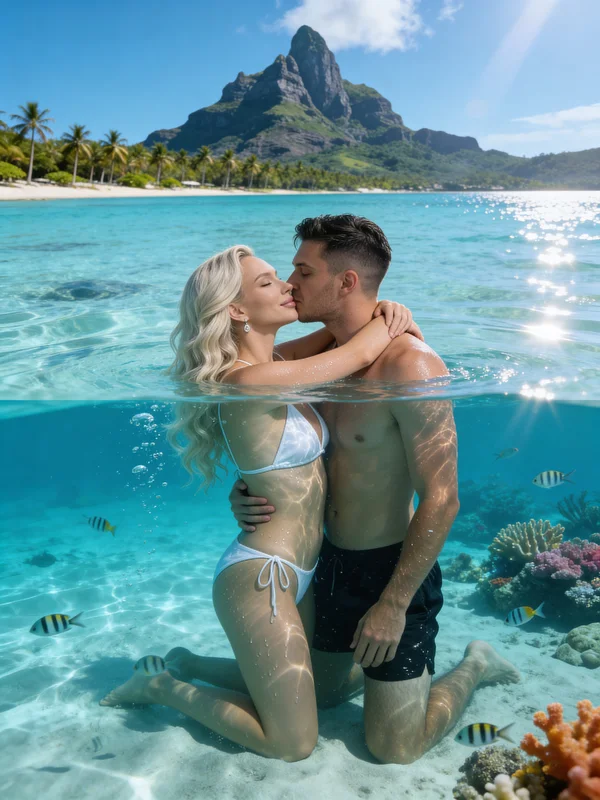 AI Couple Photo Maker Resort Kissing