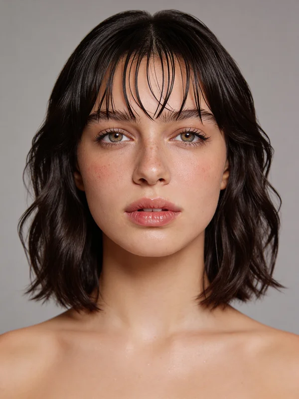 Imagem gerada por IA mostrando uma mulher visualizando um novo penteado antes de se decidir, com luz e textura realistas