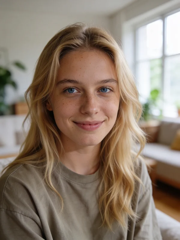 Retrato de moda em primeiríssimo plano gerado por IA, mostrando o rosto de uma mulher com iluminação editorial profissional, detalhes nítidos da textura da pele e variação dramática na definição dos olhos 4